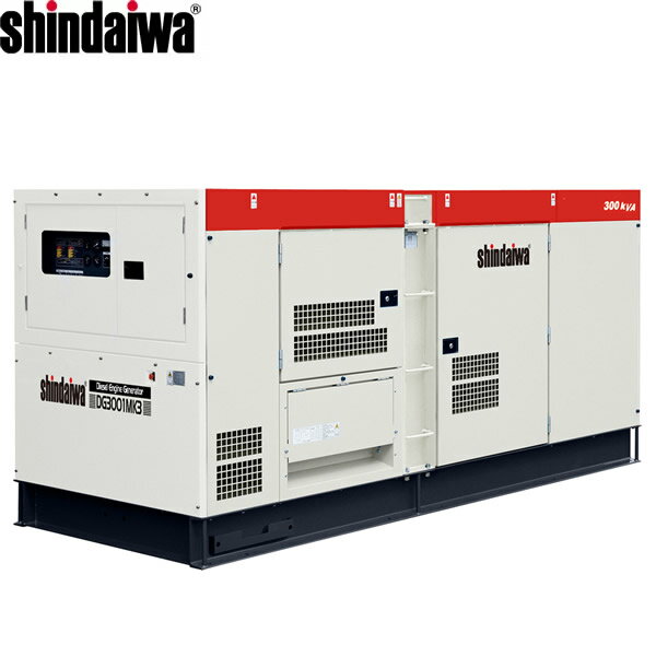 可搬形ディーゼル発電機　DG3001MK3　三相発電機【200/400V切替】 ■特徴 ●200V/400V切替機能付 ●環境対応のオイルガードを標準装備 ※オイルガードは機内の総油量以上をカバーします。 ■製品仕様 ●寸法（長さ×幅×高さ）（mm）：4000×1500×1850 ●本体乾燥質量(kg)：4510 ●発電定格電圧(V)：三相200/220 [400/440] ●発電周波数(Hz)：50/60 ●発電定格出力(kVA)：三相4線式270/300 ●発電定格電流(A)：三相4線式779/787[390/394] ●発電力率：0.8 ●エンジン名称：コマツSAA6D125E-5-B ●エンジン定格出力（kW/min-1）：234.0/1500（50Hz）、259.0/1800（60Hz） ●使用燃料：軽油 ●燃料タンク容量(L)：490 ●連続運転時間(h)：50％負荷時/15.8　75％負荷時/11（50Hz）、50％負荷時/13.7　75％負荷時/10.0（60Hz） ●燃料消費量（L/h）：【50%負荷】31.1/35.8、【75%負荷】44.7/49.2 ●騒音値{dB(A)/7m}[LwA音響パワーレベルdB]：69[LwA98]（60Hz） ●励磁方式：ブラシレス ●極数：4 ※本体乾燥質量は、燃料やエンジンオイルを除くものです。 ※出力性能、連続運転時間、騒音値などは、設定や使用条件により変動することがあります。