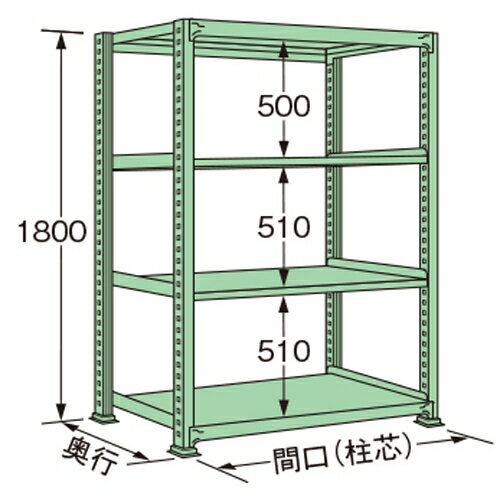 扶桑金属工業 中量ラック ME1809L04T 単連:単体タイプ 棚：4段(天板含む) [法人・事業所限定][送料別途お見積り]