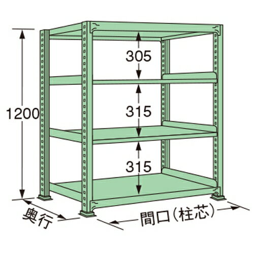 最新 業務用スチールラック 倉庫 事務所 オフィス 扶桑金属工業 中量ラック MS1209L04T 単連:単体タイプ 棚：4段 天板含む 法人