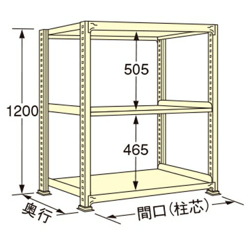 【商品説明】 ●アイボリー色の単体タイプ。 ●荷重150kg、天板を含むラックの棚段数は3段です。 ●ボルトレスで、組み立ては実に簡単。 ●5種類の荷重タイプと2種類の標準塗装色から最適のタイプをお選びいただけます。 ●豊富なオプションパーツを採用することで、様々な荷姿に対応できます。 ●全ての取付け部分にはボルトレス方式を採用。棚板の着脱はもとより、分解・組み立てが短時間で簡単に行えます。 ●保管物の形状や数量に合わせて、各棚板を50mmピッチで自由に調整できます。 ●棚板1枚板構造。棚板の継ぎ目がないので出し入れがしやすく、長期間保管しても保管物に棚板の継ぎ目の跡がつきません。 ●連結も簡単。何台にも連結でき、2台目からは支柱が共有できる経済的な連結タイプです。 【注意・使用条件】 ●積載質量制限あり 【画像注意事項】 ●『WS1209S03T』の画像を使用しています。 製品仕様 ●色：アイボリー（日塗工348色） ●サイズ(幅×長×高)：450×890×1200mm ●原産国名：日本 ●塗装色：アイボリー ●荷重（kg）：150 ●ラックの高さ（mm）：1200 ●ラックの間口（mm）：890 ●ラックの奥行（mm）：450 ●天板を含むラックの棚段数：3 ●単連：単体