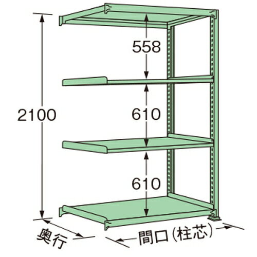 扶桑金属工業 中量ラック MG2115J04R 単連:連結タイプ 棚：4段(天板含む) [法人限定][送料別途お見積り]