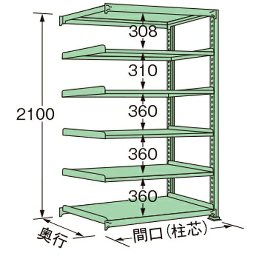 扶桑金属工業 中量ラック MM2109M06R 単連:連結タイプ 棚：6段(天板含む) [法人・事業所限定][送料別途お見積り]