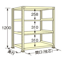 扶桑金属工業 中量ラック WG1212J04T 単連:単体タイプ 棚：4段(天板含む) [法人・事業所限定][送料別途お見積り]