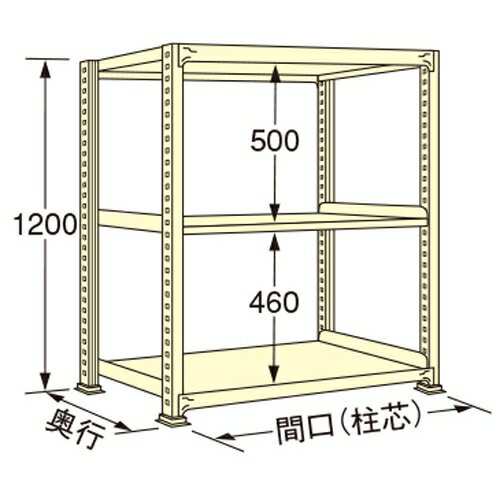 扶桑金属工業 中量ラック WL1215L03T 単連:単体タイプ 棚：3段(天板含む) [法人・事業所限定][送料別途お見積り]