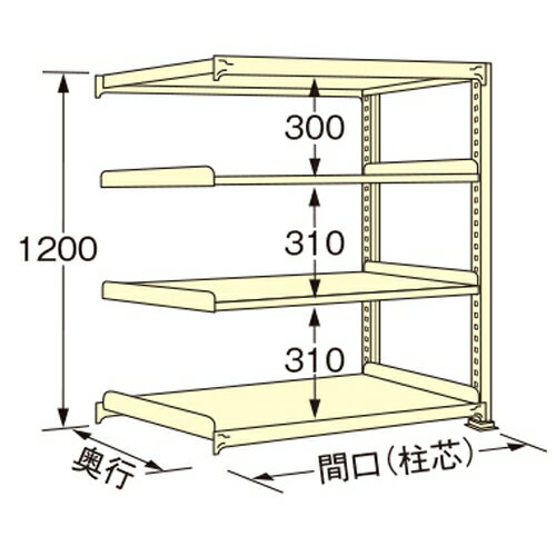 扶桑金属工業 中量ラック WL1215L04R 単連:連結タイプ 棚：4段(天板含む) [法人・事業所限定][送料別途お見積り]