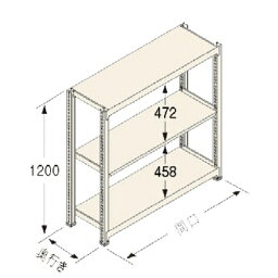 扶桑金属工業 中量ラック　Cタイプ300kg GSN-C1209C3D 独立：棚板天地3段 [法人・事業所限定][送料別途お見積り]