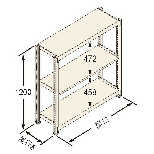 扶桑金属工業 中量ラック　Jタイプ500kg GSN-J1212B3R 連結：棚板天地3段 [法人・事業所限定][送料別途お見積り]