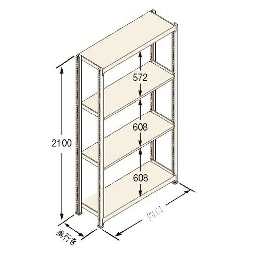 扶桑金属工業 中量ラック　Jタイプ500kg GSN-J2115B4R 連結：棚板天地4段 [法人・事業所限定][送料別途お見積り]