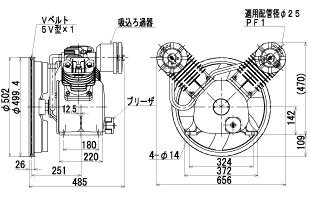 明治機械製作所 オイルフリー圧縮機本体 断続運転式 BFOP-75 (本体のみ) [個人宅配送不可]