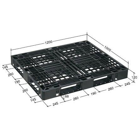 日本プラパレット パレット フック付（8箇所） EXA-1210 ブラック [法人限定]