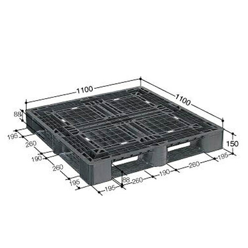 日本プラパレット パレット SLB1111RR ブラック[代引不可商品]