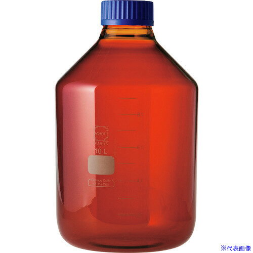 ■SIBATA 耐熱ねじ口びん 広口 茶褐色 青キャップ付 10000mL 017250110000(1070156)...