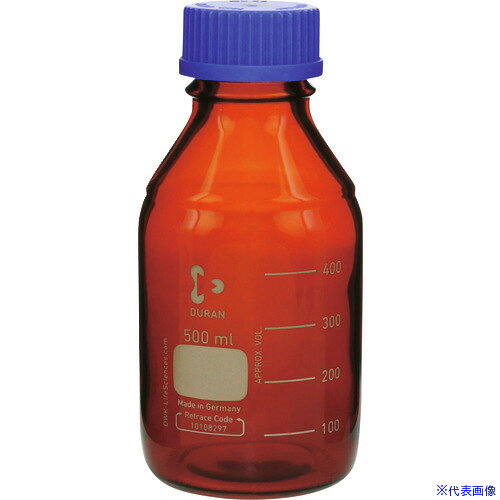 ■SIBATA 耐熱ねじ口びん 茶褐色 青キャップ付 500mL 10入 017210500A(1071743)[送...