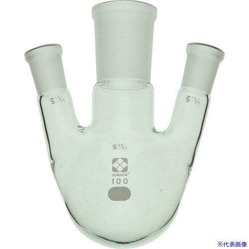 オレンジブック トラスコ中山　TRUSCOSIBATA 共通摺合三口丸底フラスコ 29/42−15/25 100mL 〔品番:00536015100〕[ 注番:1073352]特長●3ヶ所に接続口がある球状をしたガラス製のフラスコです。●口元には、ガラス製の同じ共通すり合わせの接続が可能です。用途●合成などの理化学実験に。仕様●容量(ml)：100●外径(mm)：65●高さ(mm)：130●共通すり合わせ上部：29/42仕様2●側管：15／25●側管角度(約)：12°材質/仕上セット内容/付属品注意原産国（名称）日本JANコード4589988584192本体質量105gオレンジブック トラスコ中山　TRUSCOSIBATA 共通摺合三口丸底フラスコ 29/42−15/25 100mL 〔品番:00536015100〕[注番:1073352][本体質量：105g]《包装時基本サイズ：195×90×90》分類》研究用品》理化学用品》フラスコ☆納期情報：メーカー取り寄品（弊社より発送）