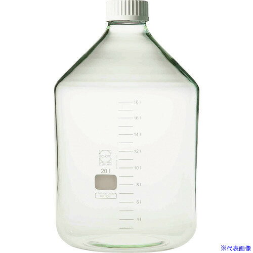 オレンジブック トラスコ中山　TRUSCOSIBATA 耐熱ねじ口びん 広口 白キャップ付 20000mL 〔品番:017250220000〕[ 注番:1080988]特長●GLS-80ねじ規格で、キャップの開閉が素早くできます。●ねじ口内径が約65mmと大口径になり、粉末・ペースト状・顆粒・液体などさまざまな試料の出し入れが、簡単にできます。●大きめのスプーンやヘラ、ピンセット、漏斗も使用でき、洗浄も容易です。●キャップの材質がPSU（Polusulfoneポリスフホン）なので、従来の青キャップよりも耐熱性に優れています。●両面PTFEのシリコンパッキンが付いたことにより、内部の液体の漏れがありません。●PTFE液切りリング付です。仕様●容量(ml)：20000●目盛間隔(ml)：1000●直径(mm)：288●高さ(mm)：488●口径(mm)：65●フタ色：白●容量(L)：20仕様2●キャップ耐熱性-45〜+180℃●ISO4796準拠材質/仕上●ほうけい酸ガラス●キャップ：PSU（Polysulfoneポリスルホン）セット内容/付属品注意原産国（名称）日本JANコード4589988601844本体質量0gオレンジブック トラスコ中山　TRUSCOSIBATA 耐熱ねじ口びん 広口 白キャップ付 20000mL 〔品番:017250220000〕[注番:1080988]《包装時基本サイズ：310×310×530》〔包装時質量：7kg〕分類》研究用品》ボトル・容器》ボトル☆納期情報：メーカー取り寄品（弊社より発送）