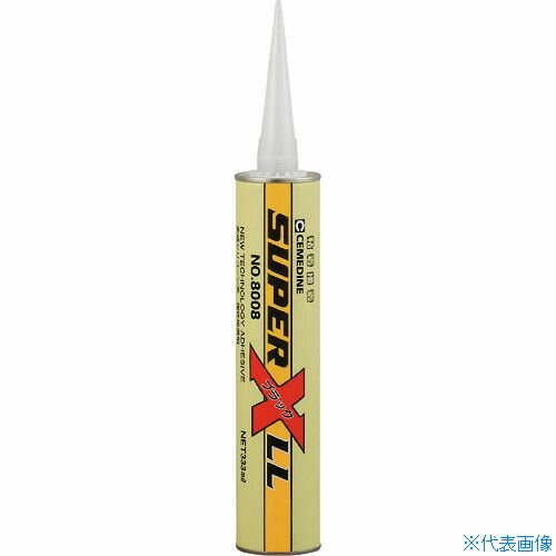 オレンジブック トラスコ中山　TRUSCOセメダイン スーパーX8008LL ブラック 333ml(より低粘度品) AX−138 〔品番:AX138〕[ 注番:1139120]特長●1液、無溶剤で広範囲な材料に接着が可能です。●約30分で接着領域となり、以降、接着強度を高めていきます。●一液タイプですので混合の手間もなく、シンナーを含まない無溶剤型で安全に簡便に接着することができます。●各種金属、プラスチック、ゴム、セラミックまでの広範囲の材料に良好な接着性を示すため、接着剤の使い分けの必要がありません。●塗布後、空気中の水分に触れることで硬化が始まり、約10分で粘着領域に達し、ここで貼り合わせることで瞬時に固定できます。●硬化皮膜が強靭性と柔軟性を併せ持つ「弾性接着剤」ですので、被着材の膨張・収縮による動きに追従するほか、低温（-60℃）から高温（120℃）までの温度変化への対応や各種耐薬品性に優れています。用途●冷熱繰り返しなどの耐久性を必要とする接着。●硬質プラスチック、金属、タイル、木、ゴム、皮などの接着。仕様●色：黒色●容量(ml)：333●容量(L)：0.333●粘度(mPa・s)：19(Pa・s／23℃)仕様2●低粘度型●ガンタイプ●2025年8月以降製造分より、GHSラベル表示改訂材質/仕上●主成分：変成シリコーン樹脂セット内容/付属品注意●この商品は、一般消費者様向けの製品ではない為、表示や取扱説明書などが一般消費者様向けに表記・同梱されておりません。原産国（名称）日本JANコード4901761505895本体質量445gオレンジブック トラスコ中山　TRUSCOセメダイン スーパーX8008LL ブラック 333ml(より低粘度品) AX−138 〔品番:AX138〕[注番:1139120][本体質量：445g]《包装時基本サイズ：50×50×324》分類》化学製品》接着剤・補修剤》接着剤1液タイプ☆納期情報：仕入れ先通常在庫品 (欠品の場合有り)