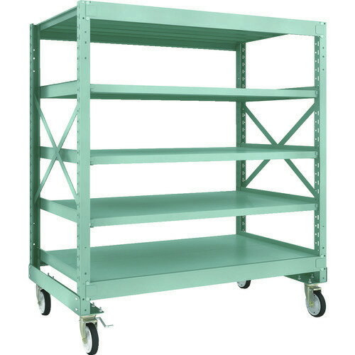 ■TRUSCO R3型ボルト式中量棚W1500XD900XH1700 5段 Φ150 ゴムキャスター付 R35595G150(1143904)[法人限..