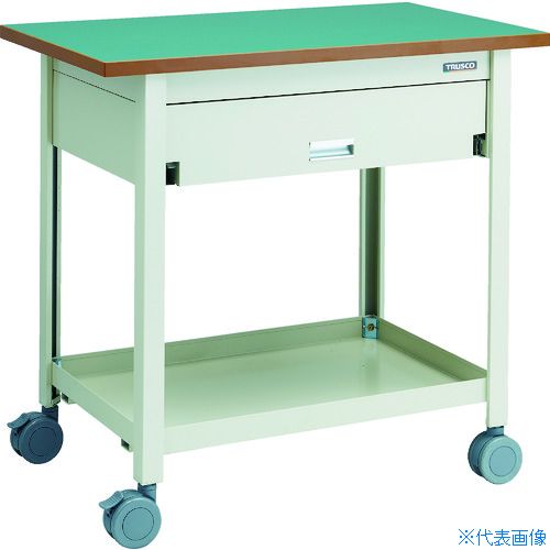 ■TRUSCO 天板付ワゴン 両面引出し1段付 棚板1段 NG VDT110NG(1163771)[法人限定][直送元]