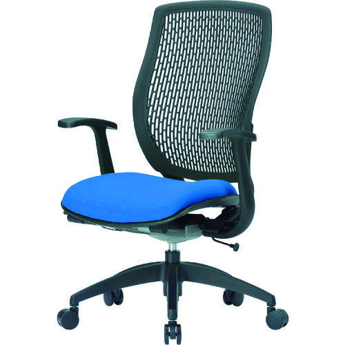 ■AICO 事務用回転イス(ハイバック肘付き) 座面ブルー 背面ブラック MA1535FG3BUBK(1164845)[送料別途お見積り][法人限定][直送](3)