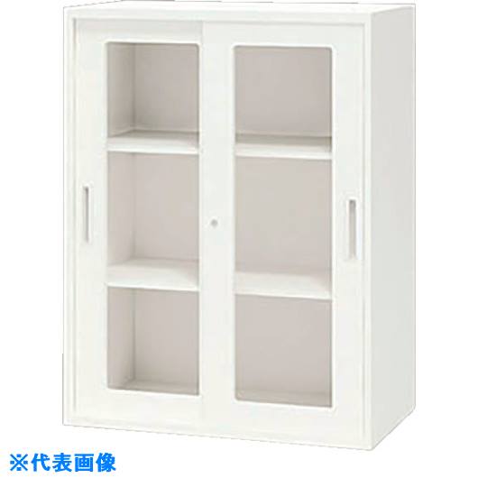 ■NAIKI 収納庫 CW型 ガラス引違い書庫 W800×D450×H1050 CW0811HGWW(1228895)[送料...