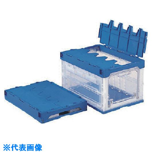 ■サンコー フタ一体型折りたたみコンテナー 556290 サンクレットオリコンラック50B(長短側扉あり)透明/..