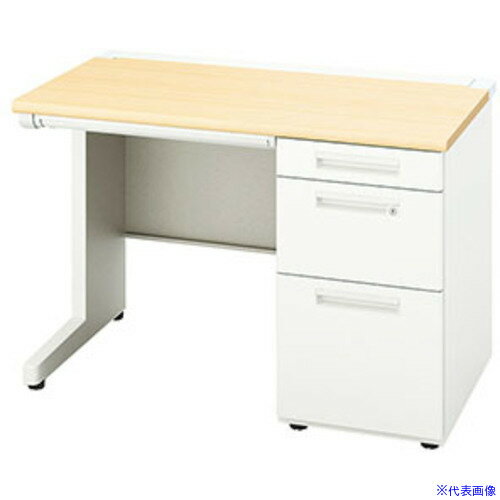 ■NAIKI 片袖デスク XEHH型/天板:シルクウッド 本体:クリアーホワイト/W1100×D600×H720 XEHH116BWS(1253153)[送料別途お見積り][法人限定][外直送]