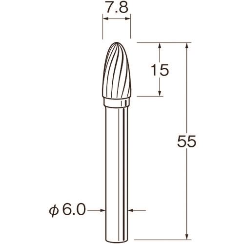 オレンジブック トラスコ中山　TRUSCOリューター 超硬カッター 〔品番:K6313〕[ 注番:1265871]特長●ラセン状にカットされたタイプで、クロスカットと比べよりスムーズな加工と美しい仕上げ面が特徴です。用途●金属・非金属の研削・バリ取りなどに適しています。仕様●刃径(mm)：7.8●刃長(mm)：15●軸径(mm)：6●全長(mm)：55●最高使用回転数(rpm)：23000●オール超硬/ロー付：ロー付仕様2●スパイラルカット●使いやすい形状で耐久性と切れ味に優れています。材質/仕上セット内容/付属品注意原産国（名称）日本JANコード4580052423058本体質量14gオレンジブック トラスコ中山　TRUSCOリューター 超硬カッター 〔品番:K6313〕[注番:1265871][本体質量：14g]《包装時基本サイズ：157×110×17》〔包装時質量：24g〕分類》電動・油圧・空圧工具》研削研磨用品》超硬バー☆納期情報：メーカー取り寄品（弊社より発送）