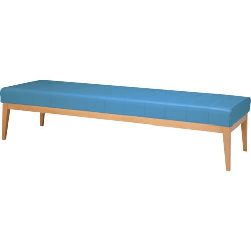 大堂椅子 - ■MIZUNO 木脚ロビーチェア 3人用背無 ブルー MBC1828WD58BL(1277013)[法人限定][外直送元]