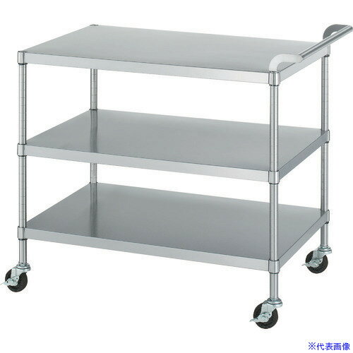 ■シンコー ステンレスワゴン(SUS430) 天地3段タイプ φ75導電ナイロン車 600×450×800 M036045800NE75SH(..