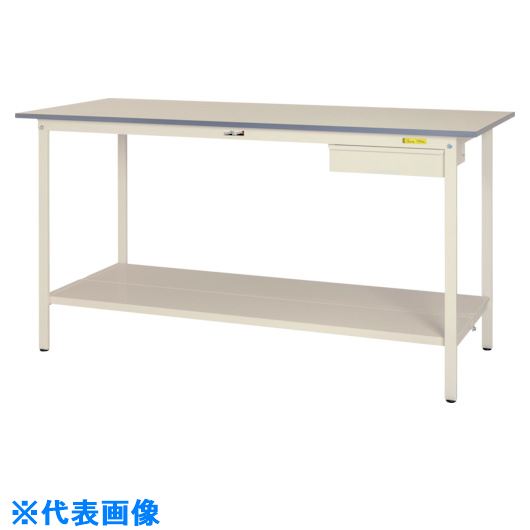 ■ヤマテック 軽量作業台 ワークテーブル150シリーズ 固定式 キャビネット・全面棚板付 W1500×D900×H950mm シルキーホワイト SUPH1590UTTWW(1289195)[法人限定][外直送元]