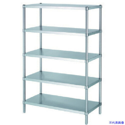 ■シンコー ステンレスラックベタ棚5段 RBN5型 SUS304 888×738×1800 RBN59075(1297312)[法人・事業所限..