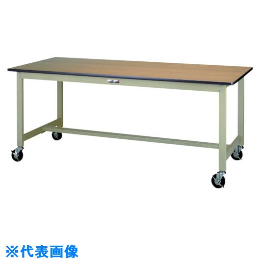 ■ヤマテック 軽量作業台 ワークテーブル300シリーズ 移動式 W1500×D900×H740mm 木目柄/ヤマテックグリーン SWPC1590MG(1333866)[法人限定][外直送元](3.0)