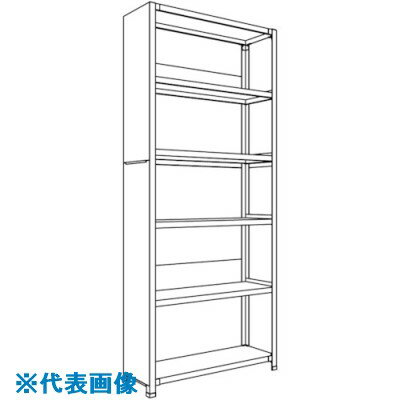 ■NF 背板・側板付軽量物品棚W900D300H2100F6 LA73K26(1353941)[送料別途お見積り][法人限定][外直送]