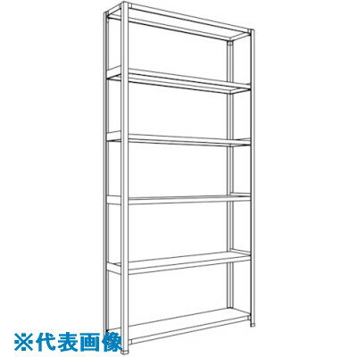 ■NF 軽量開放棚 中棚ボルトレスタイプW1200D300H2400F6 LA84K16(1355477)[送料別途見積り][法人・事業所限定][外直送]