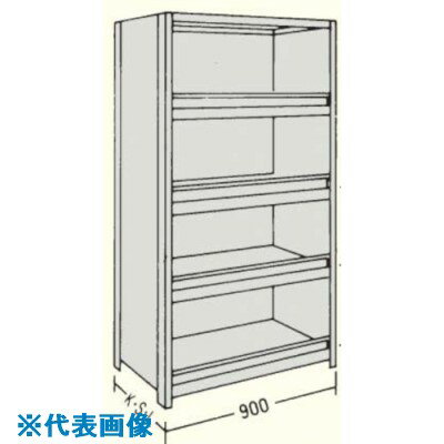■NF 前当り付軽量物品棚W900D450H2400F6 LA83S46(1361766)[送料別途お見積り][法人限定][外直送]