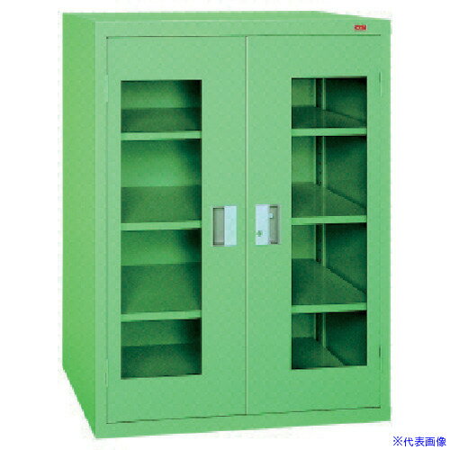 ■OS ロッカーSアクリル扉付 最大積載量400kg 棚板3枚(若草色) 1000SA(1364223)[法人限定][外直送元]