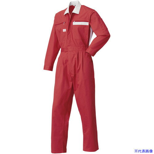 ■AUTO−BI SS(春夏)モデル 長袖つなぎ服5600−005レッド−5L 56000055L(1367915)[送料別途お見積り][法人..
