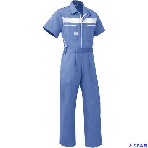 ■AUTO−BI SS(春夏)モデル 半袖つなぎ服1035−004スカイブルー−L 1035004L(1368502)[送料別途お見積り][..