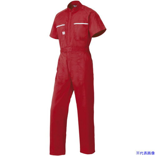 ■AUTO−BI SS(春夏)モデル 半袖つなぎ服6801−005レッド−M 6801005M(1369579)[送料別途お見積り][法人限..