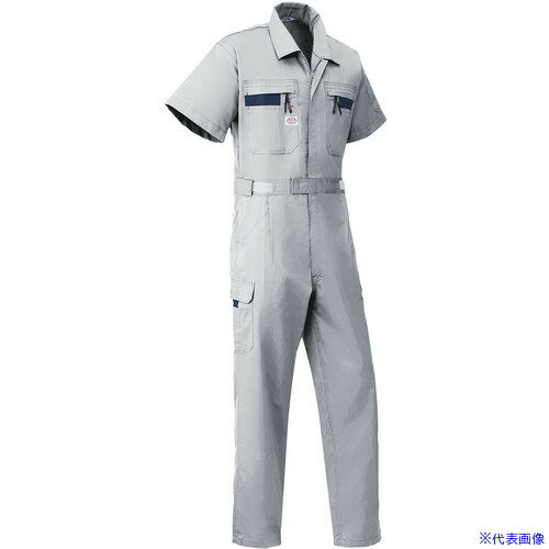 ■AUTO-BI SS(春夏)モデル 半袖つなぎ服8701-007グレー-3L 87010073L(1369620)[送料別途お見積り][法人限定][掲外取寄]