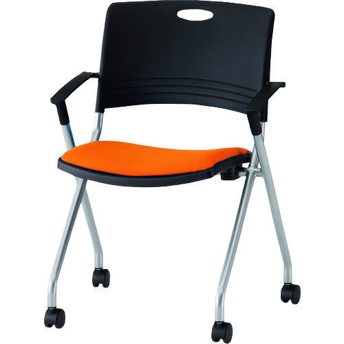 ■TOKIO ミーティングチェア(スタッキング)肘付 布 オレンジ FNCK5AOR(1373415)[法人限定][外直送元]