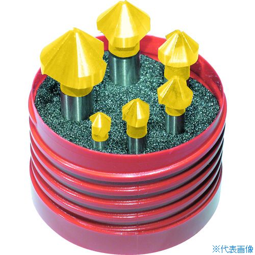 オレンジブック トラスコ中山　TRUSCOTitex チタンコーティングカウンターシンク6本セット 〔品番:Z3711TIN6.320.5〕[ 注番:1383078]特長●ビビリの発生を抑え、求心性に優れた独自の設計です。●切れ味抜群で切りくず排出性も優れています。用途●被削材：鋼・合金鋼・鋳物・ステンレス・銅合金・アルミニウム合金。●皿子ねじやリベットの沈め加工。●面取りやバリ取り加工に最適。仕様●セット内容：6.3、8.3、10.4、12.4、16.5、20.5●表面処理：チタンコーティング●セット入数(本)：6●刃数(枚)：4●先端角(°)：90仕様2●3枚刃●先端角：90°材質/仕上●高速度鋼（HSS）セット内容/付属品注意原産国（名称）ドイツJANコード4031132240633本体質量160gオレンジブック トラスコ中山　TRUSCOTitex チタンコーティングカウンターシンク6本セット 〔品番:Z3711TIN6.320.5〕[注番:1383078][本体質量：160g]《包装時基本サイズ：61×60×81》〔包装時質量：154g〕分類》切削工具》面取り工具》カウンターシンク☆納期情報：仕入れ先通常在庫品 (欠品の場合有り)
