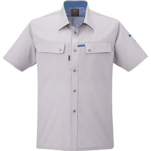 ■サンエス 夏 半袖シャツ シルバーグレー色 SSサイズ WA104576SS(1383985)[送料別途お見積り][法人限定][外直送](4.0)