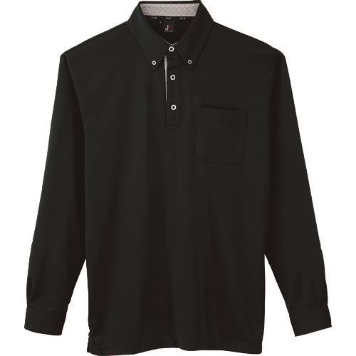 ■サンエス 汗ジミ防止長袖ポロシャツ ブラック色 Sサイズ JB551719S(1384006)[送料...