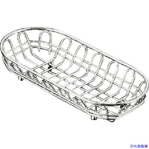 ■TKG 18−8ワイヤー小判カトラリーバスケット 浅型 HN0002 OKT0901(1387989)[送料別途お見積り][法人限..