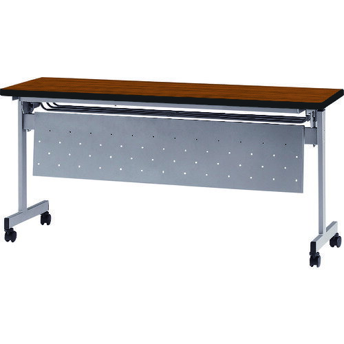 オレンジブック トラスコ中山　TRUSCOTOKIO 天板跳上式スタックテーブル(パネル付) 1500×450mm 天板色：チーク 〔品番:HSN1545PT〕[ 注番:1395526]特長●天板をたたんでスタッキングができます。●天板跳ね...