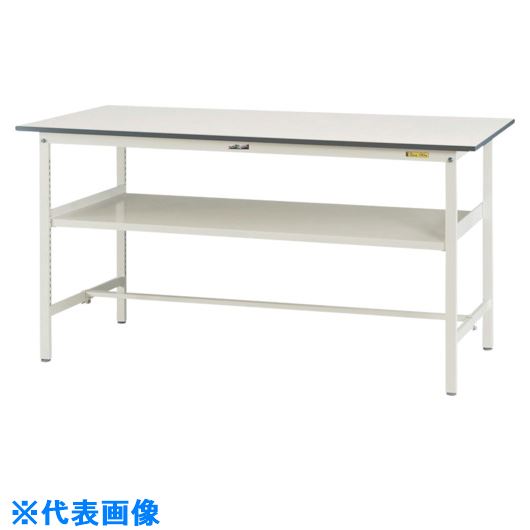 Office - ■ヤマテック 軽量作業台 ワークテーブル150シリーズ 固定式 中間棚板付 W1200×D600×H950mm シルキーホワイト SUPH1260FWW(1399790)[法人限定][外直送元]