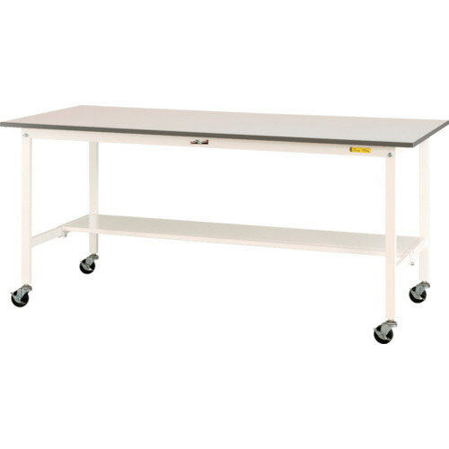 ■ヤマテック 軽量作業台 ワークテーブル150シリーズ 移動式 半面棚付 低圧メラミン天板 W750×D750×H825mm シルキーホワイト SUPC775TWW(1400094)[法人限定][直送元]