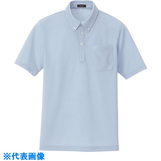■アイトス 吸汗速乾(クールコンフォート)半袖ボタンダウンポロシャツ(男女兼用) ライトサックス 4L 105990174L(1429913)[送料別途お見積り][法人限定][掲外取寄]