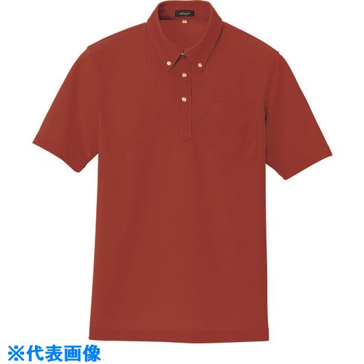 ■アイトス 吸汗速乾(クールコンフォート)半袖ボタンダウンポロシャツ(男女兼用) レッド 6L 105990096L(1430012)[送料別途お見積り][法人限定][掲外取寄]